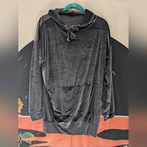 Nude Purple Velvet Hoodie Dress